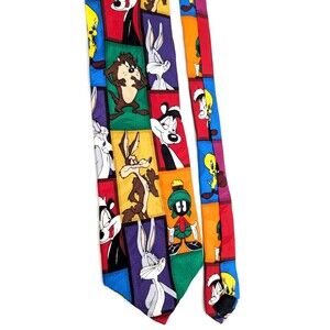 Looney Tunes Silk Warner Brother's Vintage 1997 Neck Tie Taz Bugs Marvin Pepe